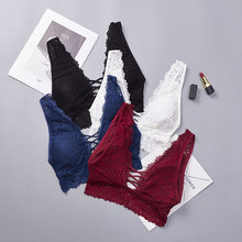 Load image into Gallery viewer, Deep V Lace Bralette Plus Size Bra Women Seamless Padded Push Up Plunge Bra