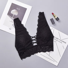 Load image into Gallery viewer, Deep V Lace Bralette Plus Size Bra Women Seamless Padded Push Up Plunge Bra