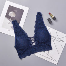 Load image into Gallery viewer, Deep V Lace Bralette Plus Size Bra Women Seamless Padded Push Up Plunge Bra