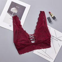 Load image into Gallery viewer, Deep V Lace Bralette Plus Size Bra Women Seamless Padded Push Up Plunge Bra