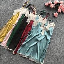 Load image into Gallery viewer, Lingerie Short Satin V-Neck Nightgown Intimate Sleepwear