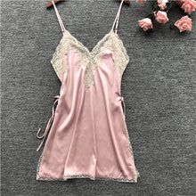 Load image into Gallery viewer, Lingerie Short Satin V-Neck Nightgown Intimate Sleepwear