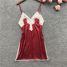 Load image into Gallery viewer, Lingerie Short Satin V-Neck Nightgown Intimate Sleepwear