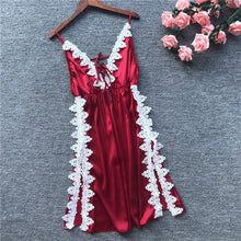 Load image into Gallery viewer, Lingerie Short Satin V-Neck Nightgown Intimate Sleepwear