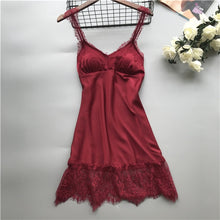 Load image into Gallery viewer, Lingerie Short Satin V-Neck Nightgown Intimate Sleepwear