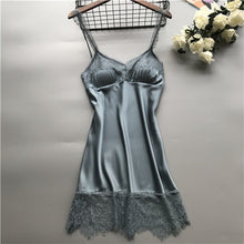 Load image into Gallery viewer, Lingerie Short Satin V-Neck Nightgown Intimate Sleepwear