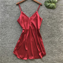 Load image into Gallery viewer, Lingerie Short Satin V-Neck Nightgown Intimate Sleepwear