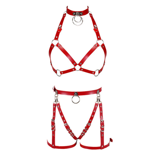 Red Leather Sexy Harness set.