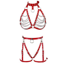 Load image into Gallery viewer, Red Leather Sexy Harness set.