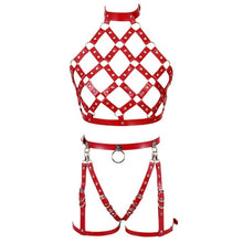 Load image into Gallery viewer, Red Leather Sexy Harness set.
