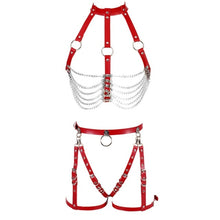 Load image into Gallery viewer, Red Leather Sexy Harness set.