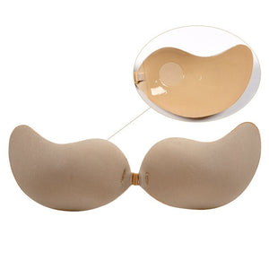 Women Self Adhesive Strapless Bandage Blackless Solid Bra Stick Gel Silicone Push Up