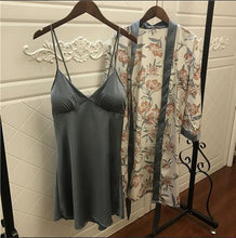 Load image into Gallery viewer, QWEEK Silk Pajamas for Women Floral Womens Pajama Set Summer 2019 Pyjamas Women Satin Sleepwear V-Neck Pijama Mujer 2 Piece Sets