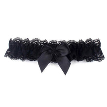 Load image into Gallery viewer, White/Black Bow Lace Wedding Garter