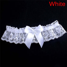 Load image into Gallery viewer, White/Black Bow Lace Wedding Garter