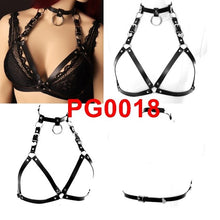 Load image into Gallery viewer, Leather Body Harness Bra Sexy Lingerie Punk Goth Garter.