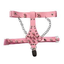Load image into Gallery viewer, Rivet Metal Chain Punk Goth Red garter.