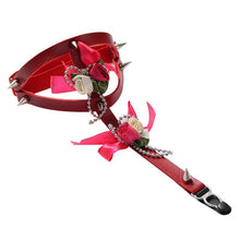 Load image into Gallery viewer, Rivet Metal Chain Punk Goth Red garter.