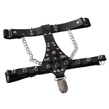 Load image into Gallery viewer, Rivet Metal Chain Punk Goth Red garter.