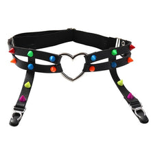 Load image into Gallery viewer, Rivet Metal Chain Punk Goth Red garter.