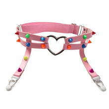 Load image into Gallery viewer, Rivet Metal Chain Punk Goth Red garter.