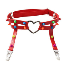 Load image into Gallery viewer, Rivet Metal Chain Punk Goth Red garter.